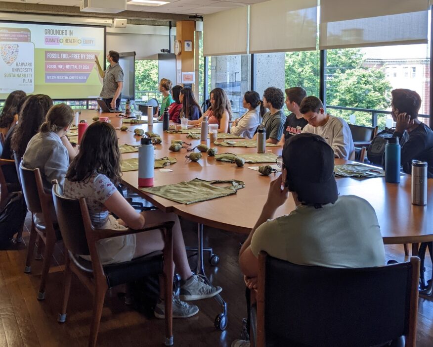 Students watch a presentation at the 2022 Resource Efficiency Program orientation.