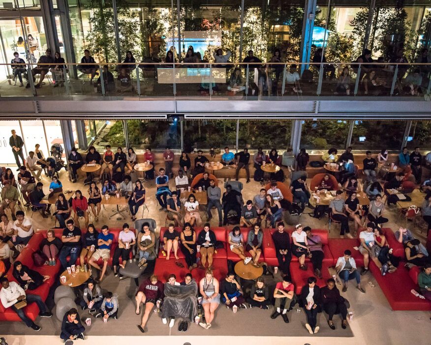 Photo of students in the lobby of the Smith Campus Center.
