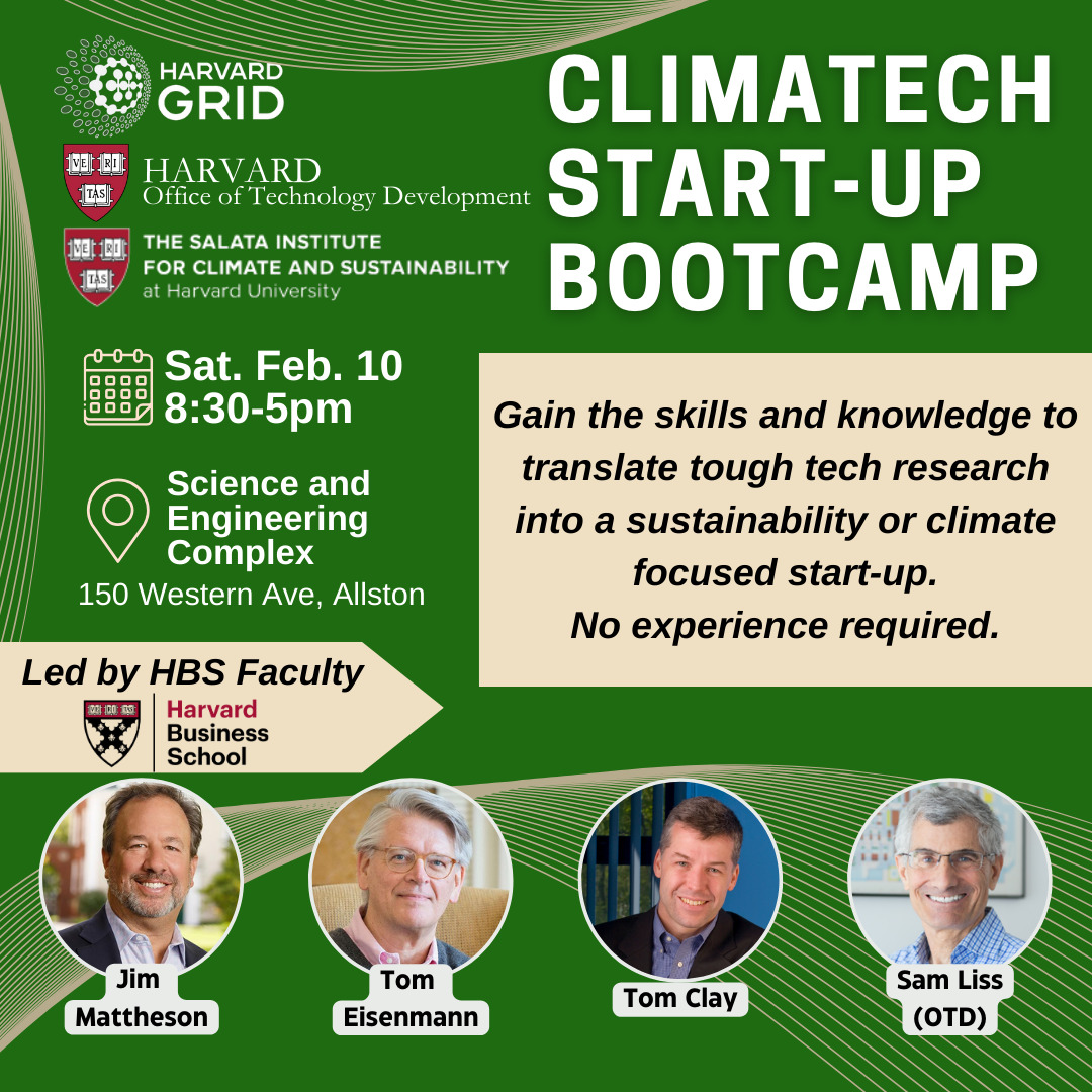 Climatech Start-Up Bootcamp flyer, more information available on the website