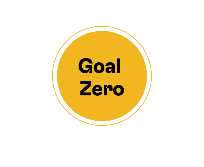 Text "Goal Zero" against a yellow circle background