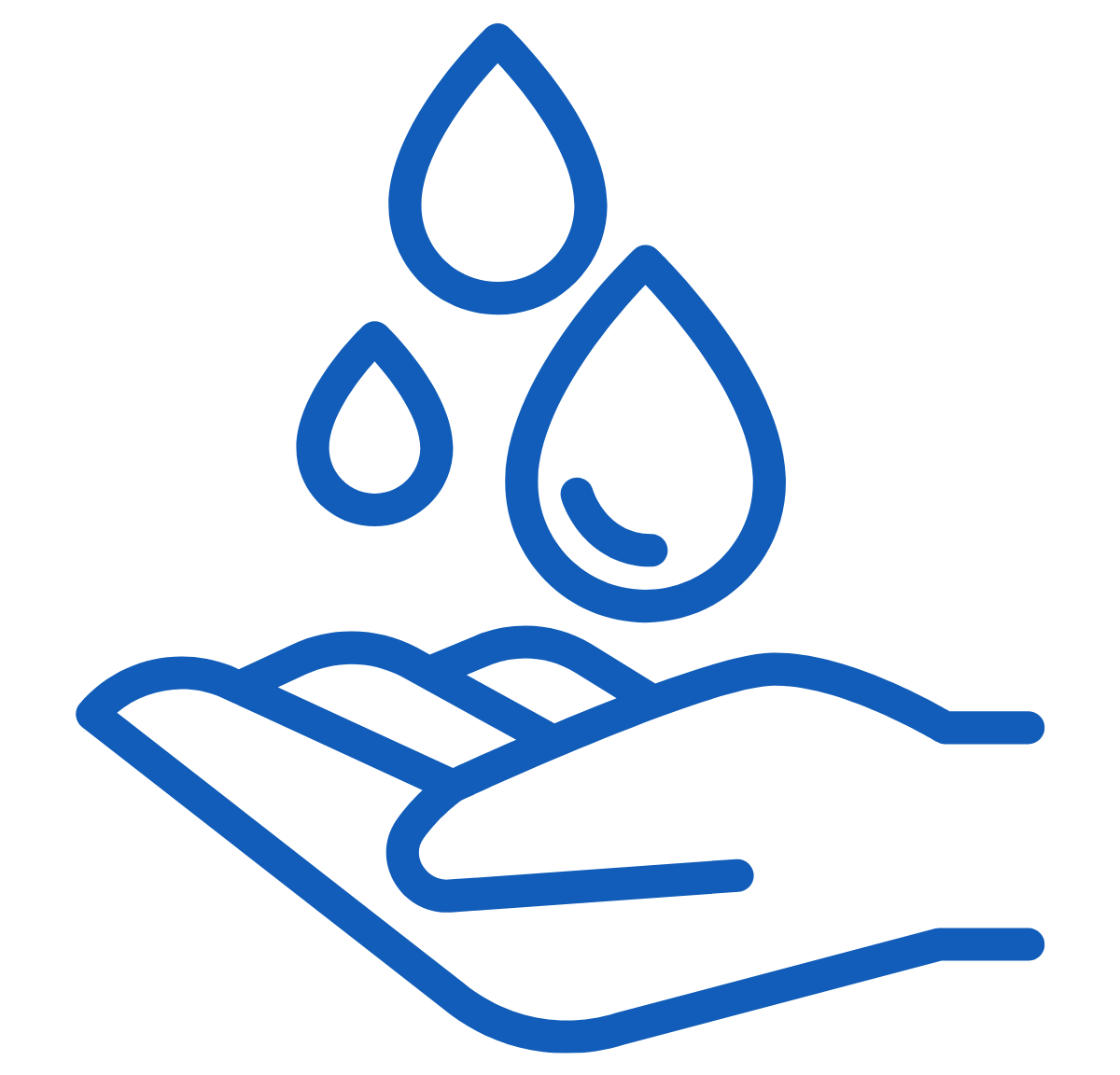 Icon of a hand catching water droplets.