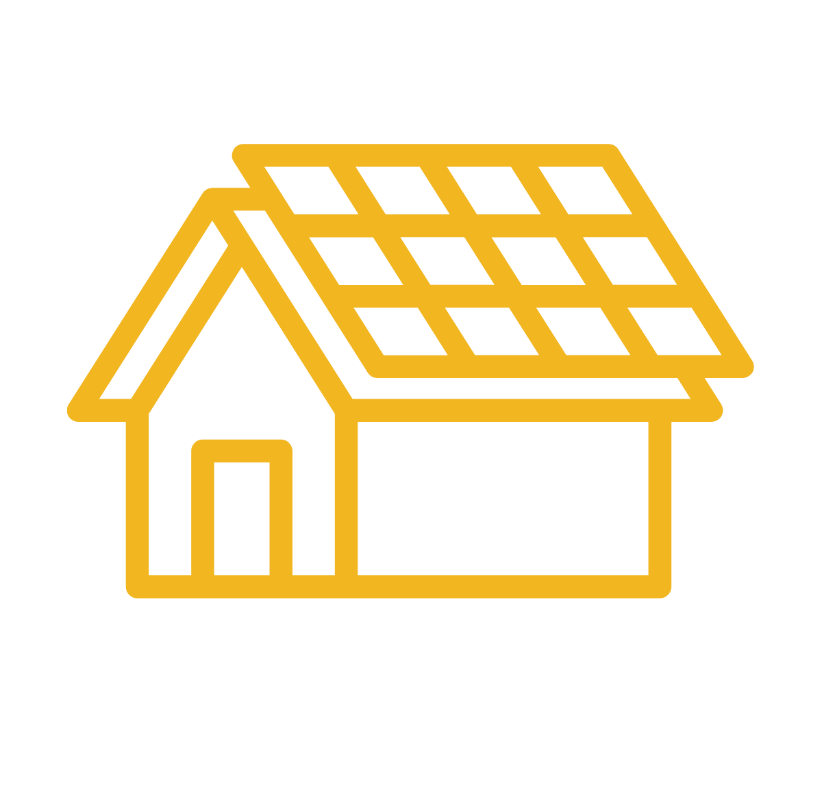 Icon of solar panels on a roof.